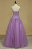 2024 Sweetheart A-Line Prom Gown Sweep Train Tulle Beaded Bodice