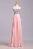 2024 Prom Dresses A-Line Sweetheart Chiffon Floor Length With Beading/Sequins