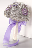 Round Shape Wedding Bouquet With Rhinestone Brooch (26*18cm)