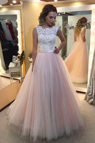 2024 Scoop Tulle With Applique And Sash A Line Lace Up Wedding Dresses