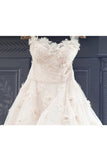 2024 Sweetheart Wedding Dresses A Line Tulle With Ruffles And Handmade Flowers