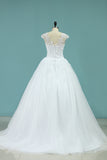 2024 Straps Wedding Dresses Ball Gown Tulle With Applique Chapel Train