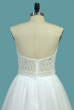 2024 Sweetheart Wedding Dresses A Line Tulle With Beads Sweep Train