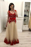 2024 Tulle A-Line Straps Prom Dresses WIth Appliques Floor Length