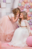 2024 New Arrival Flower Girl Dresses Scoop Two Pieces With Appliques Tulle