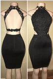 Black Lace Short Prom Dress Sheath Sexy Homecoming Dresses