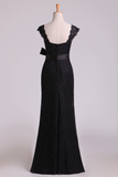 2024 Black Off The Shoulder Bridesmaid Dresses Sheath Floor Length Lace