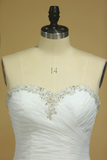 2024 Plus Size Sweetheart Wedding Dresses Ruched Bodice Organza With Beading