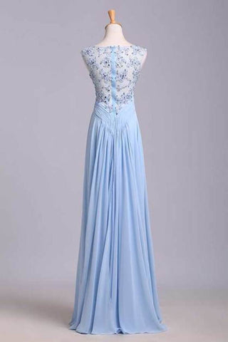 2024 New Arrival Bateau Neckline Embellished Tulle Bodice With Beaded Applique Chiffon