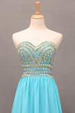 2024 New Arrival Prom Gown A-Line Sweetheart Sweep/Brush Chiffon With Beading&Rhinestone