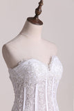 2024 Gorgeous Wedding Dresses A-Line Sweetheart See Through Floor-Length Tulle With Pearls Lace Up