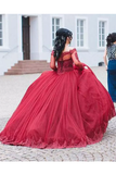 2024 Long Sleeves Quinceanera Dresses Ball Gown Boat Neck With Applique Tulle