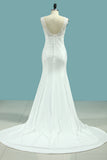 2024 Wedding Dresses Scoop Mermaid With Applique Spandex