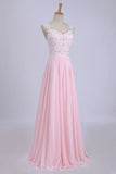 2024 V-Neck A-Line/Princess Prom Dress Tulle&Chiffon With Beads And Applique