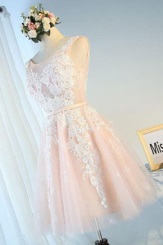 2024 New Arrival Homecoming Dresses A Line Scoop Tulle With Applique