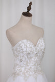 2024 A Line Sweetheart Beaded Bodice Wedding Dresses Organza Court Train