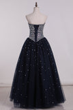 2024 Ball Gown Floor Length Sweetheart Beaded Bodice Quinceanera Dresses Tulle