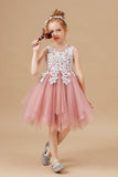 Chic Asymmetrical Sleeveless Applique Tulle Flower Girl Dresses