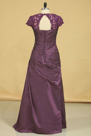 2024 A Line Mother Of The Bride Dresses Taffeta With Applique Floor Length