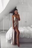 2024 Sexy Spaghetti Straps Evening Dresses A Line Chiffon With Slit