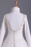 2024 Muslim Wedding Dress Sweetheart A Line Court Train With Applique & Sash Beaded