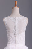 New Arrival Spaghetti Straps Wedding Dresses Sheath Lace & Tulle With Applique Court Train Detachable