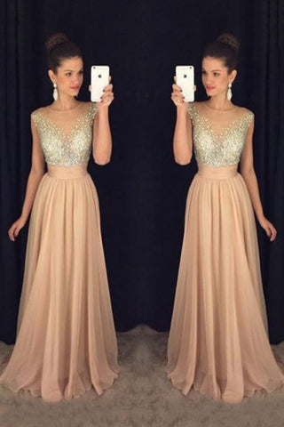 2024 Scoop Prom Dresses A-Line Chiffon With Beaded Bodice And Ruffles