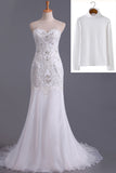 2024 Sweetheart Beaded Bodice Sheath/Column Wedding Dress With Organza Skirt