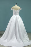 2024 Wedding Dresses A Line Off The Shoulder With Applique Satin