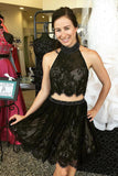 Lace Homecoming Dresses Aracely Two Piece High Neck Beading Black 2024