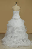 2024 Wedding Dresses A Line Scalloped Neck Tulle With Ruffles And Beads