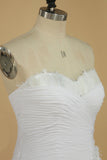 2024 Sweetheart Pleated Bodice A Line Wedding Dress With Flowing Chiffon Skirt Beaded