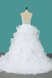 2024 Scoop Tulle With Applique Detachable Wedding Dresses Zipper Up