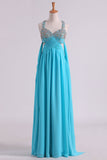 2024 Prom Dresses A-Line Cross Back Chiffon Floor-Length