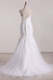 2024 Tulle Sweetheart With Applique And Beads Mermaid Wedding Dresses