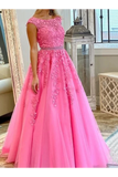 Backless Prom Dresses Appliques Lace Up Back Sweep Train