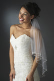 Two Layers Elbow Length Wedding Veil Beaded Edge V052