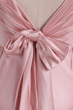 2024 A Line V Neck Bridesmaid Dresses Open Back Stretch Satin Floor Length