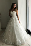 Sweetheart Appliques Organza Long Wedding Ball Gown