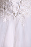 2024 High Neck A Line Wedding Dresses Tulle With Applique & Beads