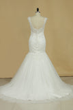 2024 Mermaid Wedding Dresses Straps Tulle Court Train With Applique