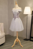 2024 Tulle Boat Neck Homecoming Dresses A Line Tulle With Applique