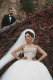 2024 Off The Shoulder Wedding Dresses A Line Tulle With Beading Floor Length