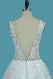 2024 Straps Lace Wedding Dresses A Line With Beaded Waistline Open Back