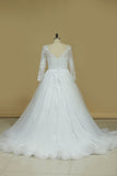 2024 New Arrival V Neck Long Sleeves Tulle With Applique Wedding Dresses A Line