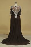 2024 Bateau Mid-Length Sleeve Mother Of The Bride Dresses Chiffon Plus Size Black