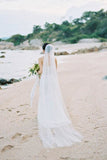 90 Inches Ivory Wedding Veil Chapel Length Cut Edge Wedding Bridal Veil V16