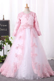 2024 Ball Gown Scoop Flower Girl Dresses Tulle With Applique