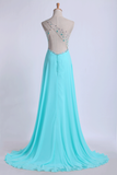 2024 One Shoulder Prom Dresses A Line With Beading Tulle And Chiffon Sweep Train