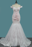 2024 Mermaid Lace Off The Shoulder Wedding Dresses With Applique Sweep Train